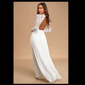 Lulus Awaken My Love White Long Sleeve Lace Maxi Dress